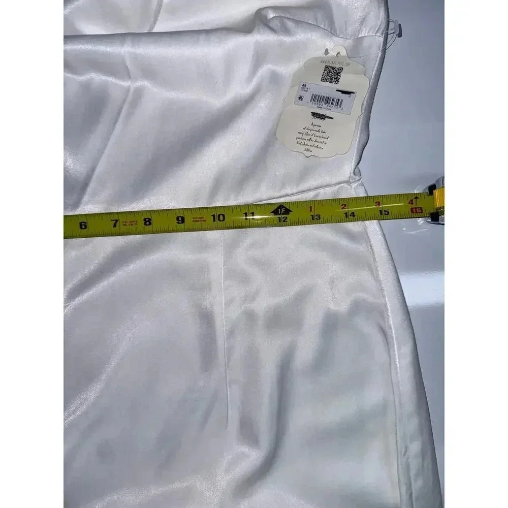 Altar’d State White Feather Trimmed Satin Mini Dress Size Medium Bridal - Picture 8 of 10